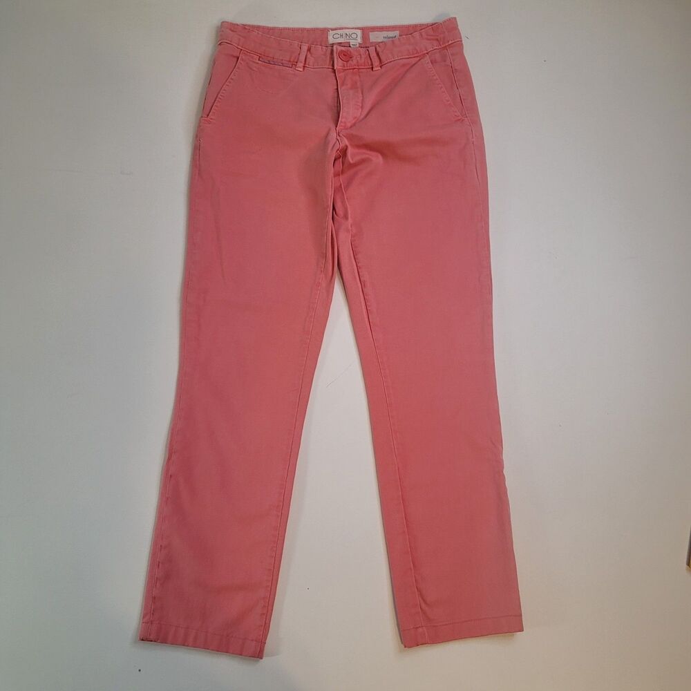 Anthropologie CHINO Coral Salmon Chinos Womens 25 Slim Straight Ankle Preppy